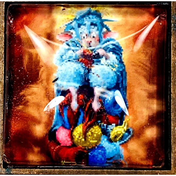 Sheep Art Pendant Necklace Yarn Knit OG Custom Glass C Togel NY Statue Liberty - Picture 4 of 12